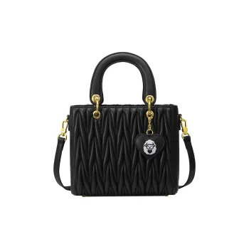 JUST STAR Sheepskin Handbag Women's Versatile Black