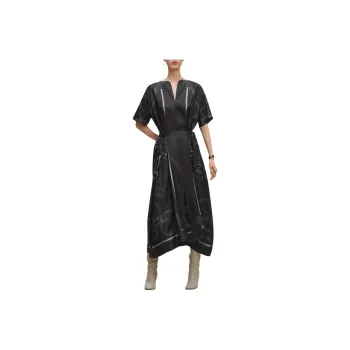 HERMES Short Sleeved Dress Women's Charcoal Gray