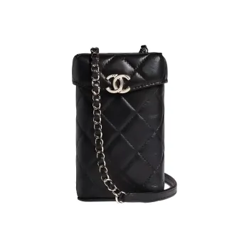 CHANEL Lambskin Cell Phone Pouch, Shoulder Bag, Crossbody Bag Mini Women's Black