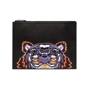 KENZO Cow Leather Clutch Men's Black
