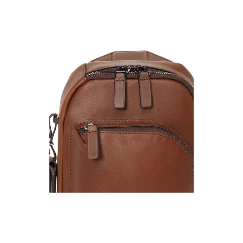 TUMI Leather Crossbody Sling Bag Men's Brandy Color-4