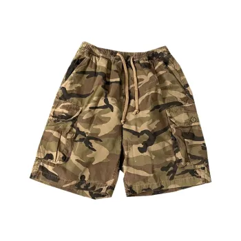 ZHANDASHUAI Summer Loose Fit Trendy Brand Luxury Streetwear Knee Length Pants Unisex Camouflage