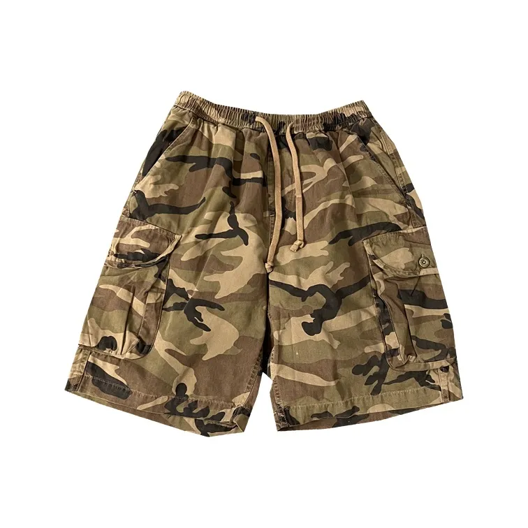 ZHANDASHUAI Summer Loose Fit Trendy Brand Luxury Streetwear Knee Length Pants Unisex Camouflage-0