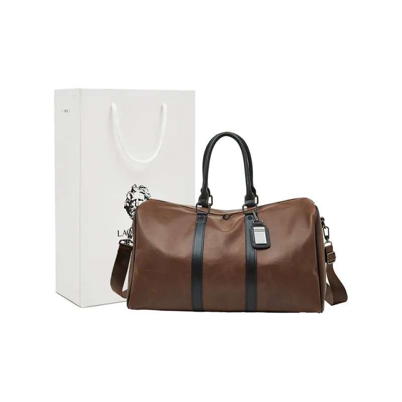 Old Man's Head Synthetic Leather Travel Bag Men's Coffee-0
