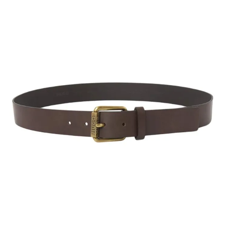 HUGO BOSS Cow Leather, Metal Leather Belts Men's Brown Width 3.5CM-1