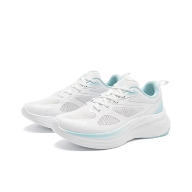 QIAODAN Abrasion Resistant Slip Resistant Low Top Casual Sprint Running Shoes Women's White Blue-1