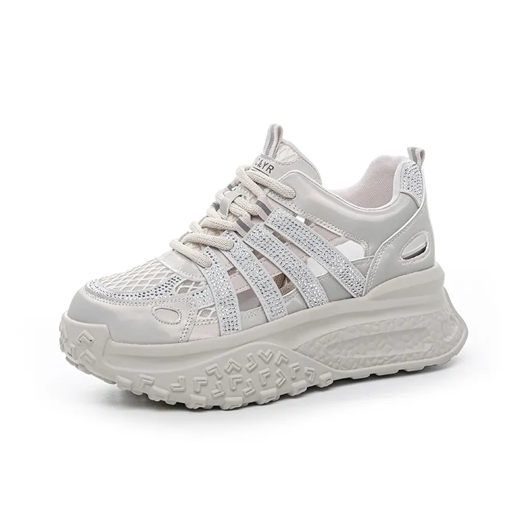 The Mystery Of Glamour Breathable Height Increase Low Top Chunky Sneakers Women's-0