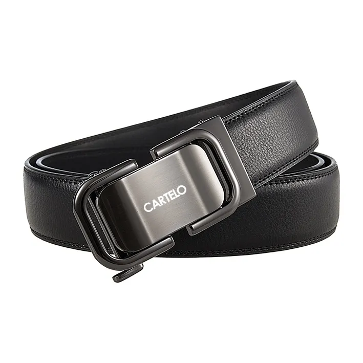 CARTELO Cow Split Leather Belts Men's Width 3.5CM-1