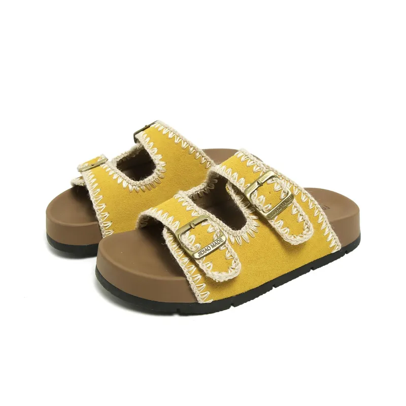 FOREVER 21 Quiet Slip Resistant Odor Resistant Abrasion Resistant Slide Slippers Women's Yellow-1