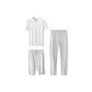 White V-Neck+Misty Gray Shorts+Misty Gray Pants