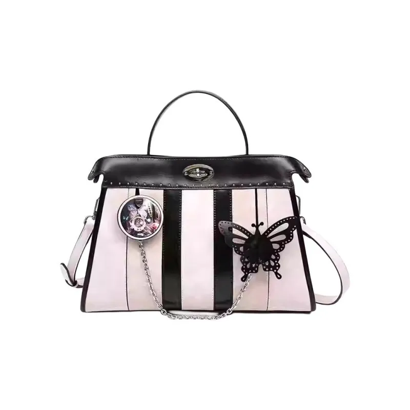 Anthracene Cowhide Patchwork Canvas Shoulder Bag, Crossbody Bag, Handbag Women's Multicolor-2