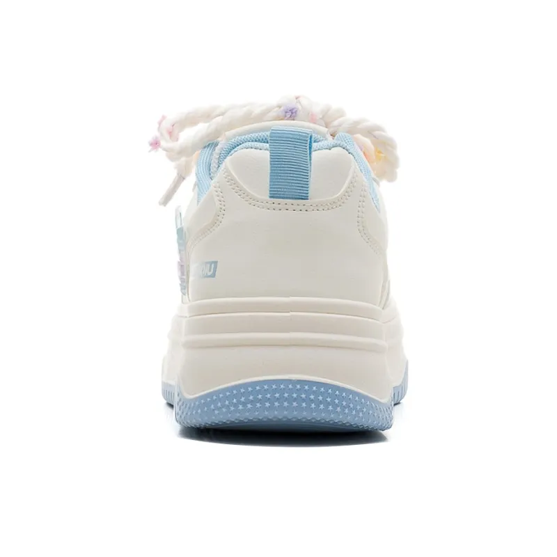 HUANQIU Slip Resistant Shock Absorbers With Abrasion Resistant Properties Low Top Skateboard Shoes Women's Beige Blue-3