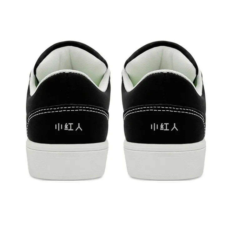 Little Red Man Coverage Slip Resistant And Abrasion Resistant Low Top Skateboard Shoes Unisex Black-3