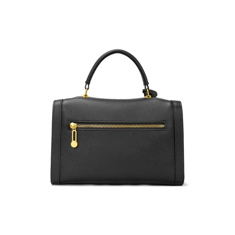 ROBERTA DI CAMERINO Cow Leather Shoulder Bag, Crossbody Bag, Handbag Women's Classic Black/Elephant Gray-3