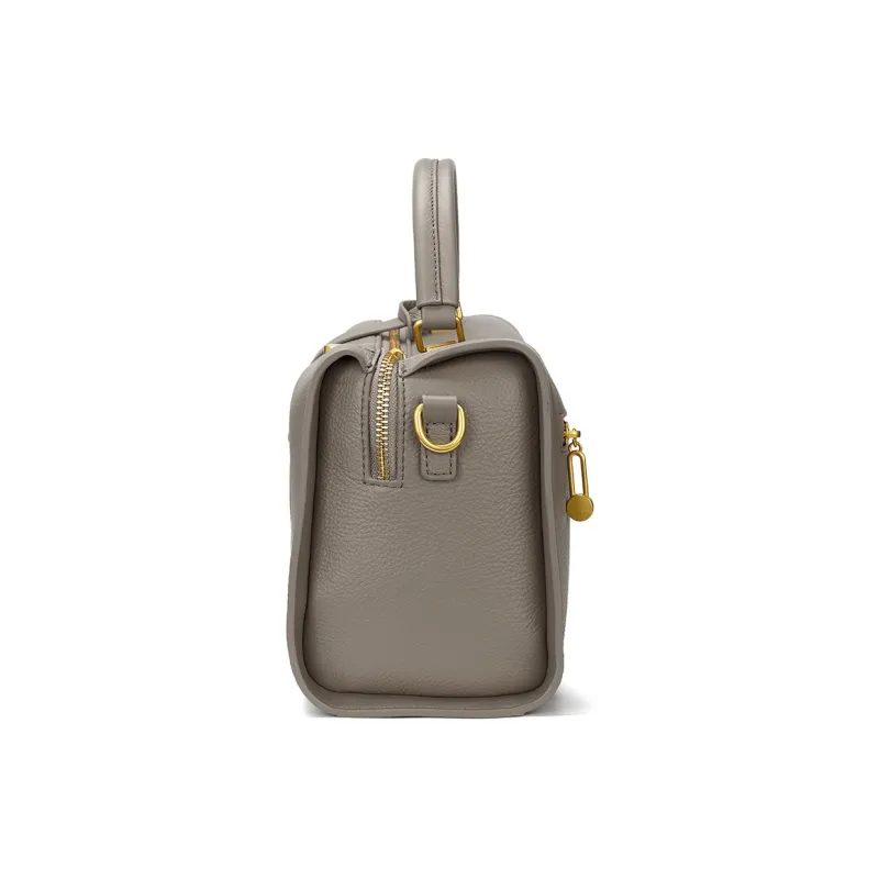 ROBERTA DI CAMERINO Cow Leather Shoulder Bag, Crossbody Bag, Handbag Women's Classic Black/Elephant Gray-7