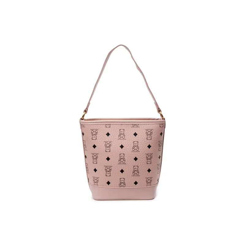 Teddy Bear Collection PU Bucket Bag, Crossbody Handbag Women's Multicolor-12