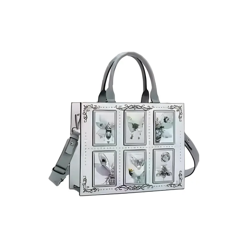 Anthracene Cow Leather Tote Bag, Shopping Bag, Shoulder Bag, Crossbody Bag, Handbag Women's Multicolor-3