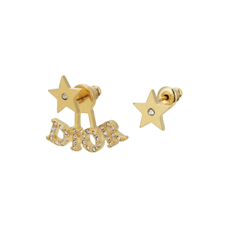 DIOR Metal Crystal Earrings Women's Gold-1