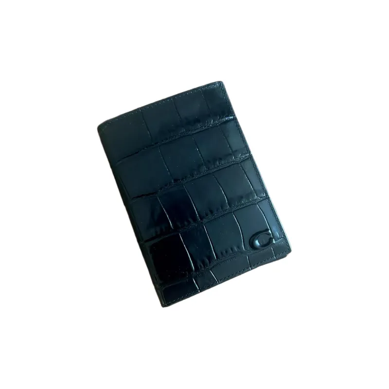 COACH Calfskin Passport Holder Mini Men's Black-2