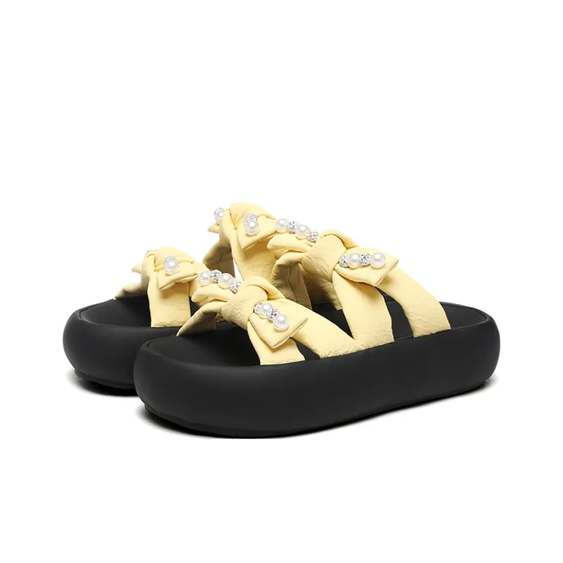 Golden Silk Rabbit Rubber Sole Abrasion Resistant Quick Dry Cushioning Slide Slippers Women's-9