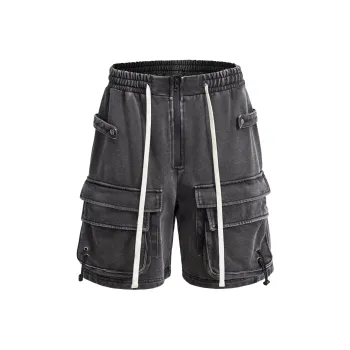 WILDX Cargo Shorts Unisex Washed Black