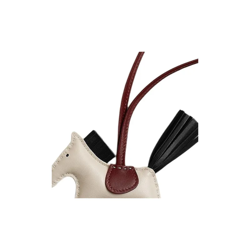 HERMES Rodeo Milo Lambskin Bag Charm Bag Accessory Trumpets Women's Beige & White & Black-1