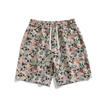 SIFLYTO Casual Shorts Unisex Embroidery Panda