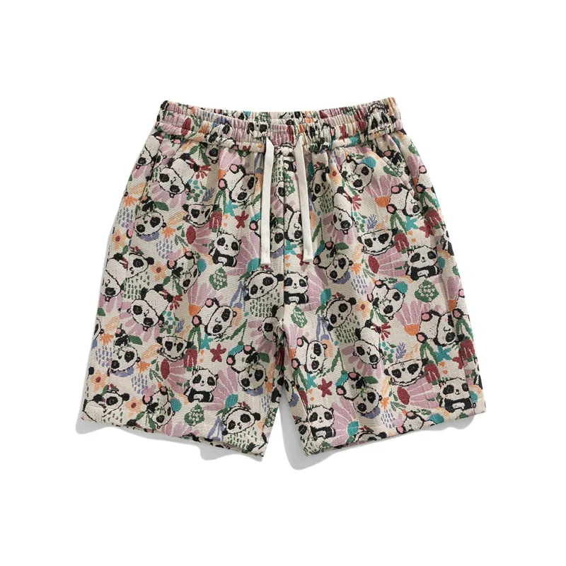 SIFLYTO Casual Shorts Unisex Embroidery Panda-0