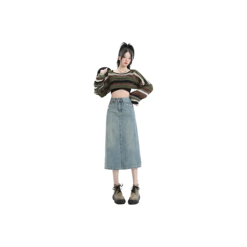 YINLEI Denim Long Skirt Women's-0
