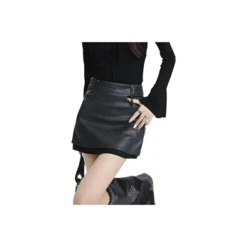 YINLEI Leather Short Skirts Women's