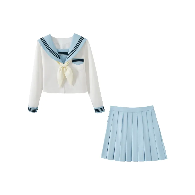 KAZAN Uniforms Women's Blue Summer Long Sleeved Sailor Suit Three Piece Set-0