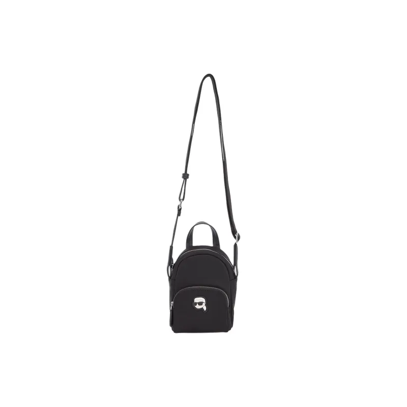 KARL LAGERFELD IKON Recycled Polyamide Shoulder Bag, Crossbody Bag, Handbag Women's Black-0