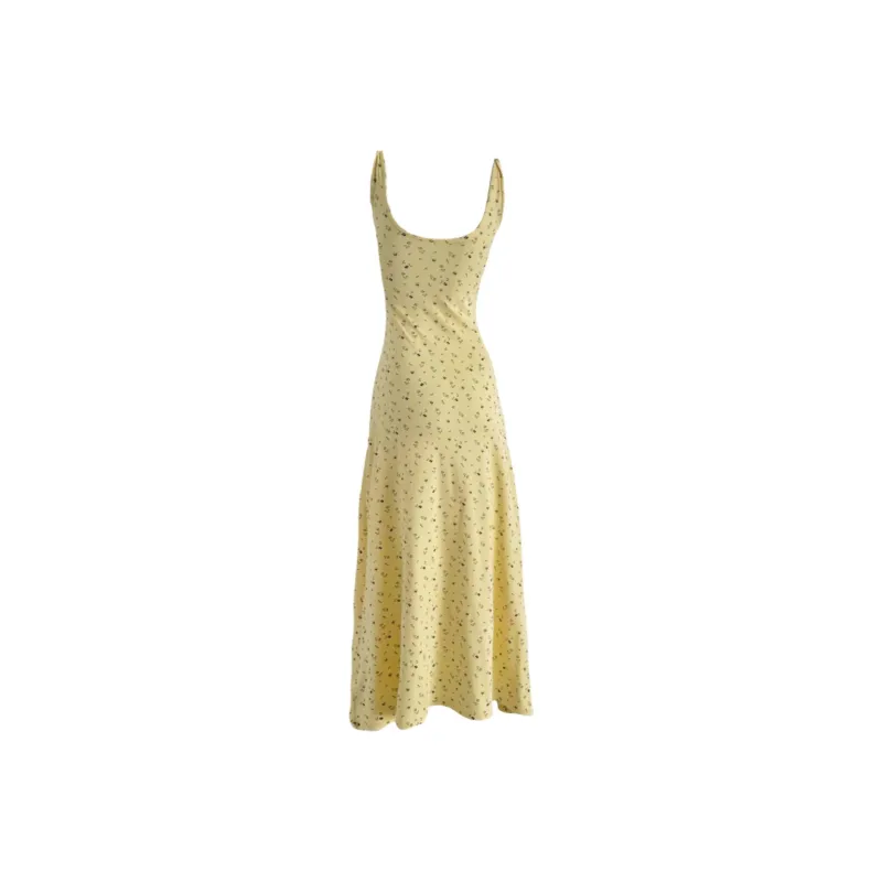 GOSO Slip Dresses Women's Yellow Floral-1