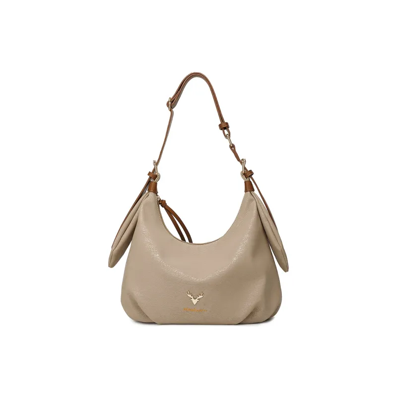 MEXICAN Polyurethane Leather Shoulder Bag, Crossbody Bag Women's Khaki/Light Apricot/Black-0