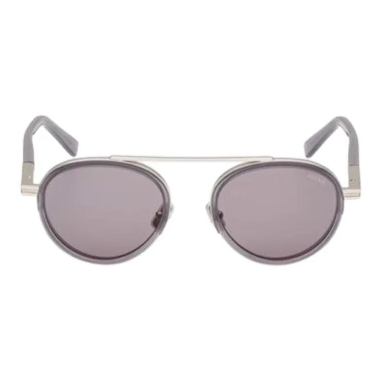 Zegna Metal Round Sunglasses Men's Silver-1