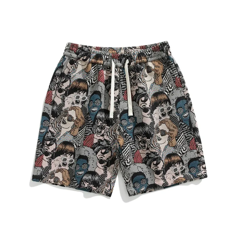 SIFLYTO Casual Shorts Unisex Embroidery Figure-0