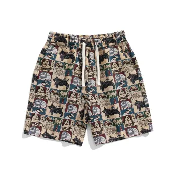 SIFLYTO Casual Shorts Unisex Embroidery Dog