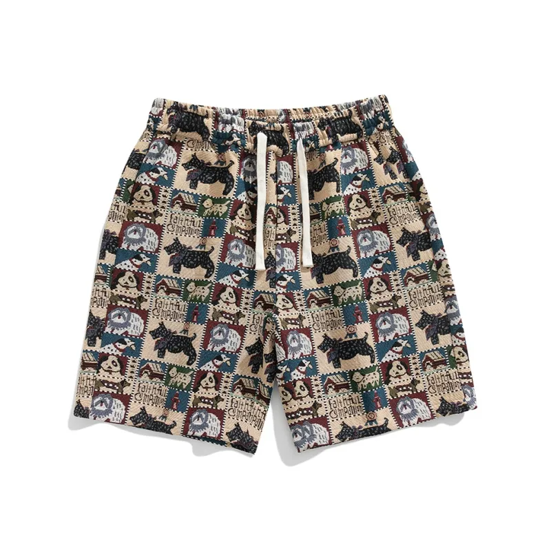 SIFLYTO Casual Shorts Unisex Embroidery Dog-0
