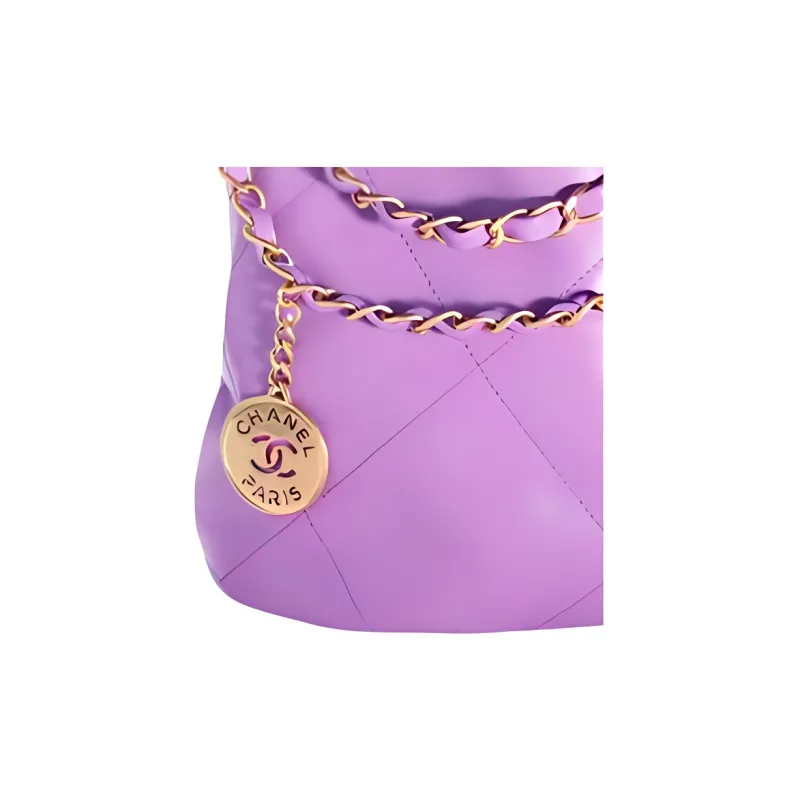 CHANEL 22Bag Cow Leather Tote Bag, Shopping Bag, Handbag, Shoulder Bag Trumpets Women's Purple-4