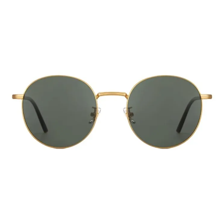 CAPONI Metal Round Sunglasses Unisex Gold-1