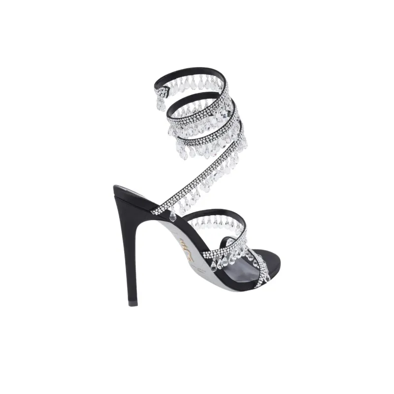 RENE CAOVILLA Chandelier One Strap Sandals 10.5cm Women's Black-3