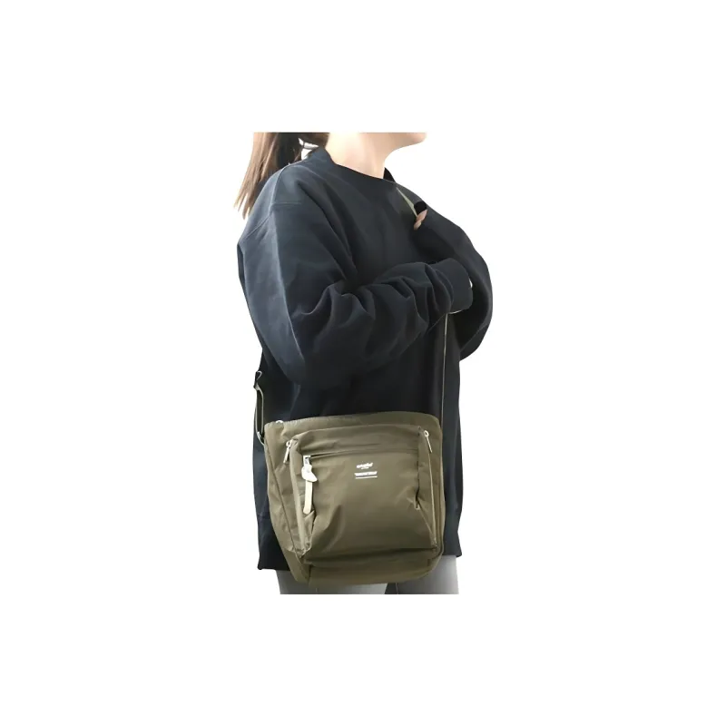 Anello Polyester Shoulder Bag Crossbody Bag Unisex Khaki-4