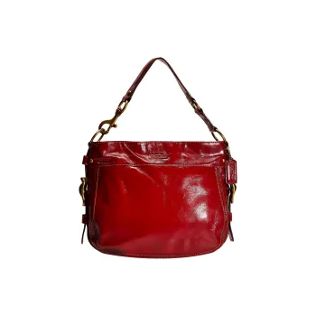 COACH Zoe Patent Leather Tote Bag Shopping Bag Handbag Shoulder Bag Women's Vintage Deep Red