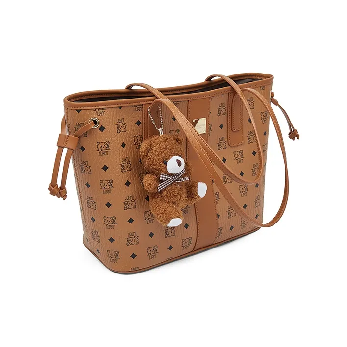 Old Man's Head Synthetic Leather Combo Bag, Shoulder Bag Women's Brown/Pink-4