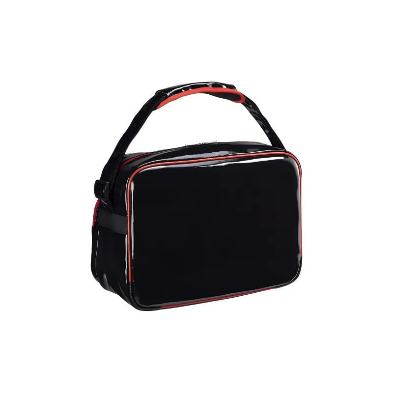Mizuno Synthetic Leather One Shoulder Handbags Unisex Black & Red-1