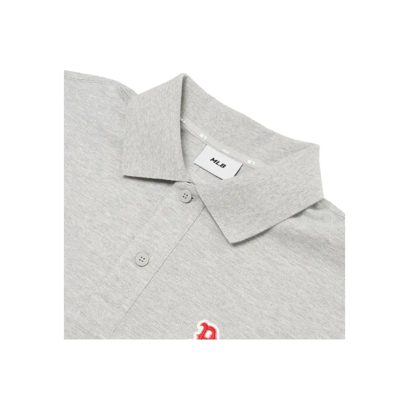MLB Base Logo Polo Shirts Men Gray-2