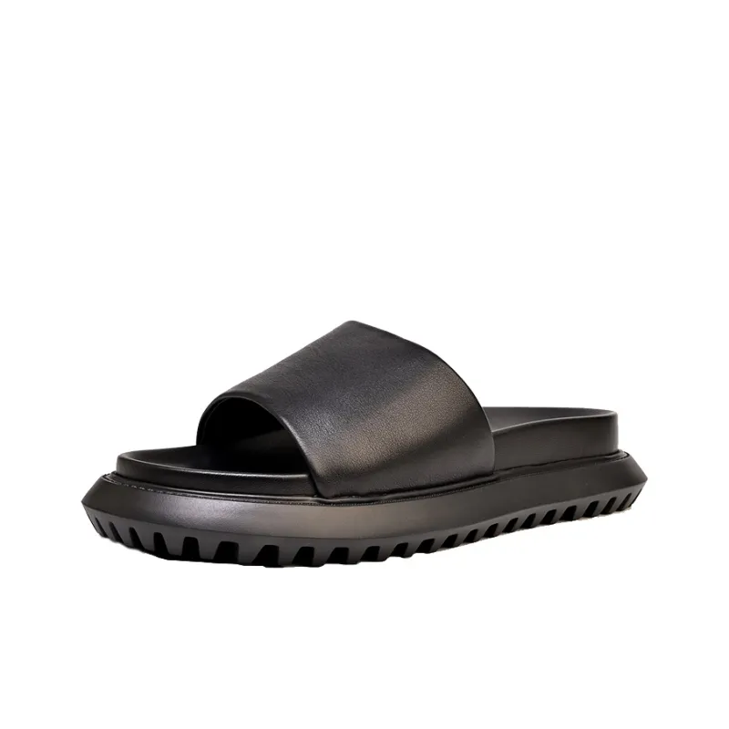 Brounvanm Rubber Foam Outsole Slip Resistant Shock Absorbers Slide Slippers Men's Black-1