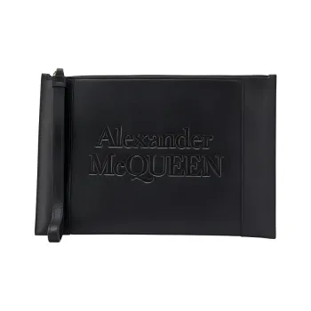 Alexander McQueen Leather Wallet Clutch Women's Black