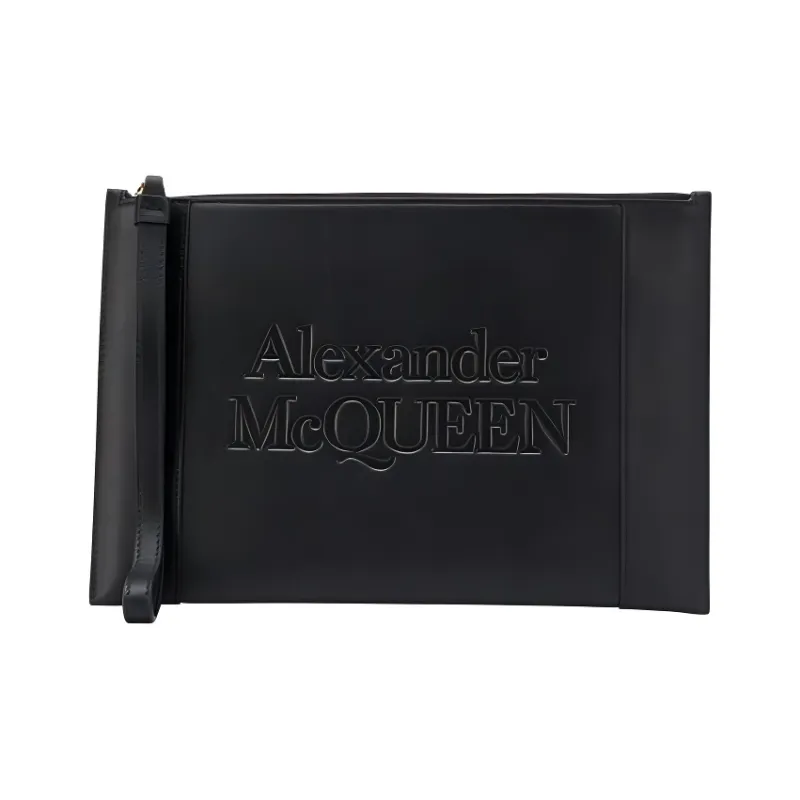 Alexander McQueen Leather Wallet Clutch Women's Black-0