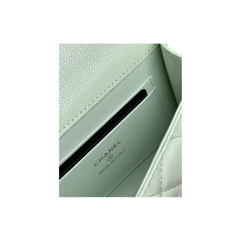 CHANEL Calfskin Kelly Bag, One Shoulder Handbag Trumpets Women's Green-3